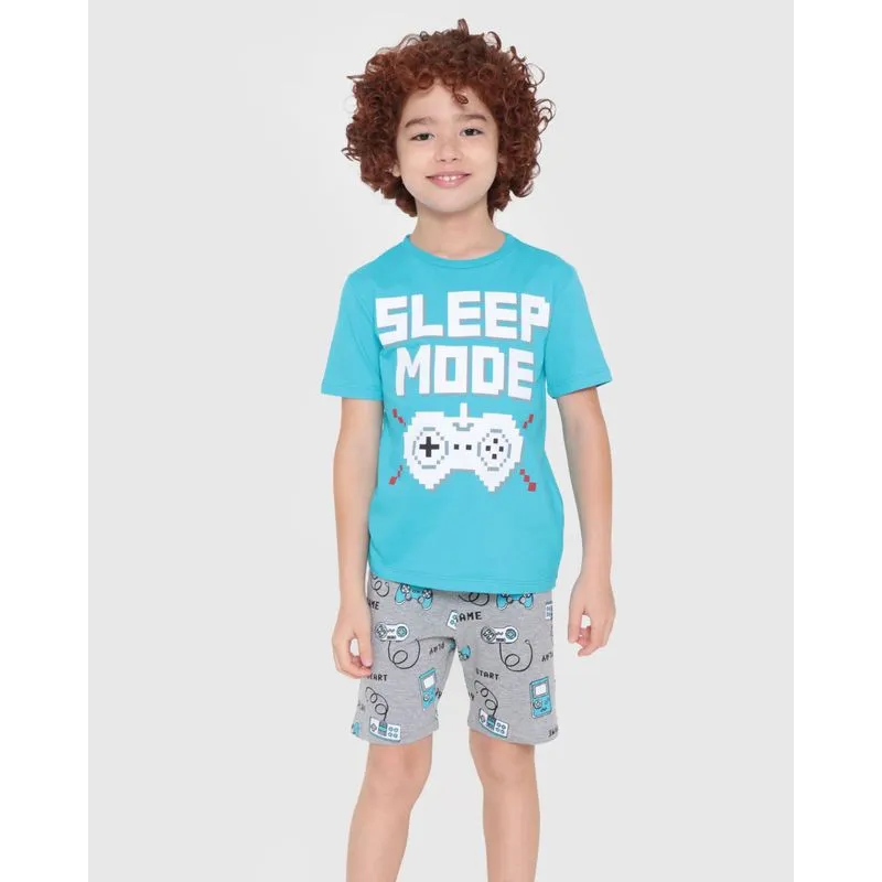 Pijama Infantil Estampa Game Azul 4