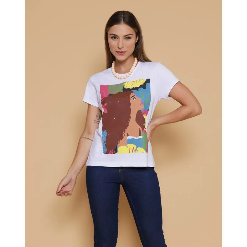 Camiseta Feminina Disney Pequena Sereia Branca G