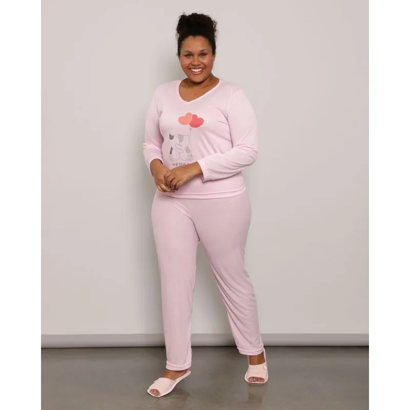 Pijama Feminino Estampa My Dream Longo Rosa 50