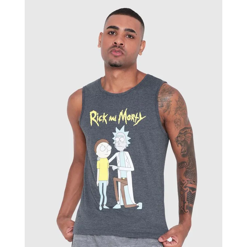 Regata Masculina Rick And Morty Cinza Escuro GG