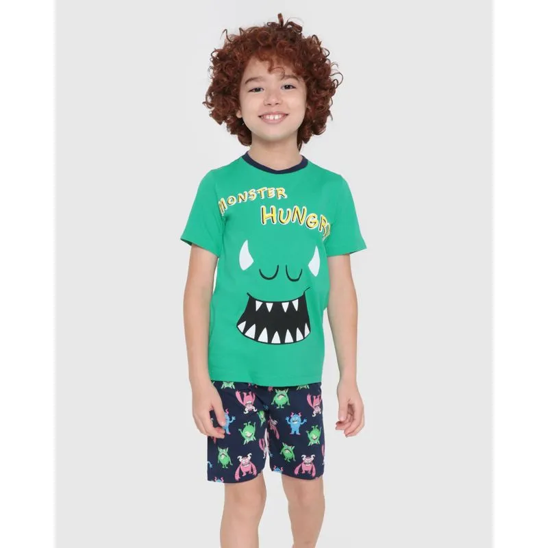 Pijama Infantil Estampa Monstro Faminto Verde 6