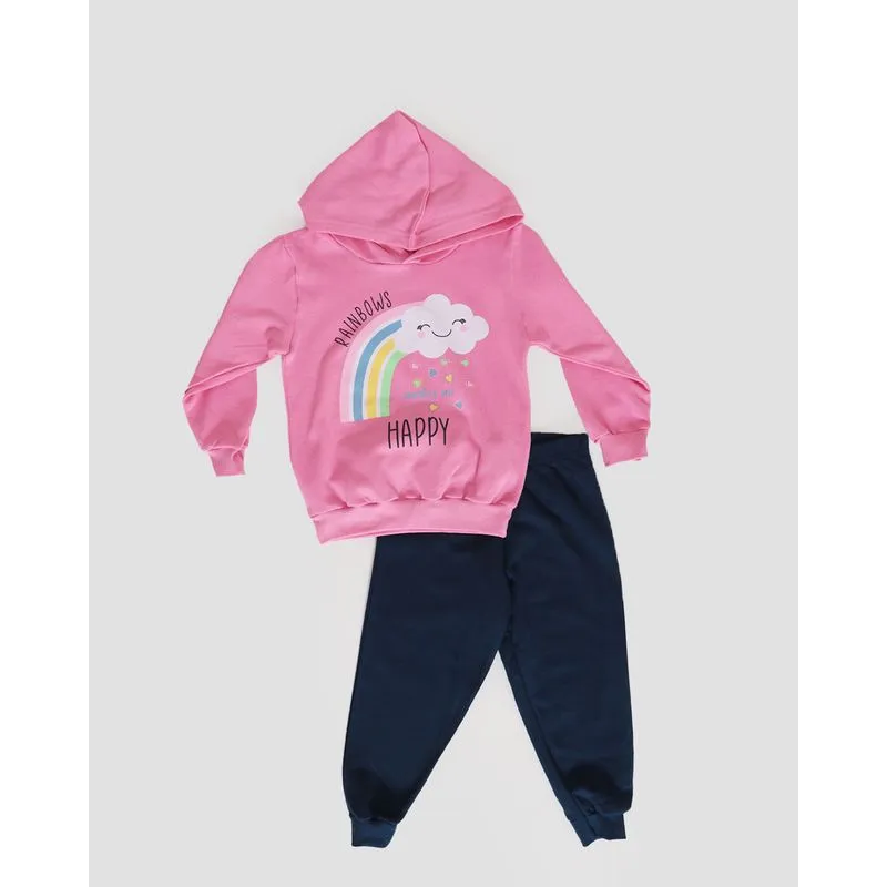 Conjunto Moletom Bebê Estampa Nuvem Rosa 3