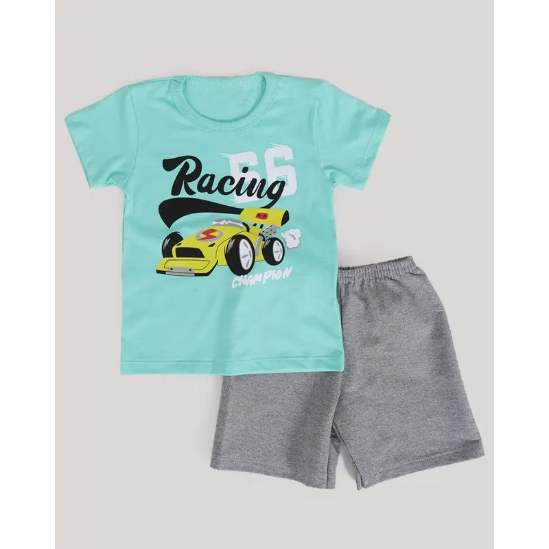 Conjunto Bebê Moletinho Estampa Carro Verde 2
