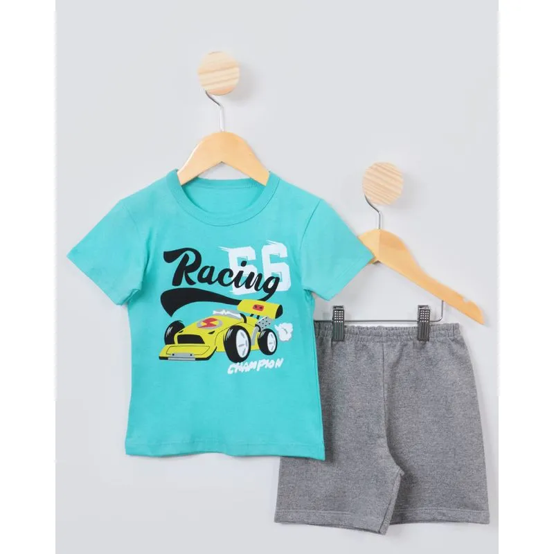 Conjunto Bebê Moletinho Estampa Carro Azul 1