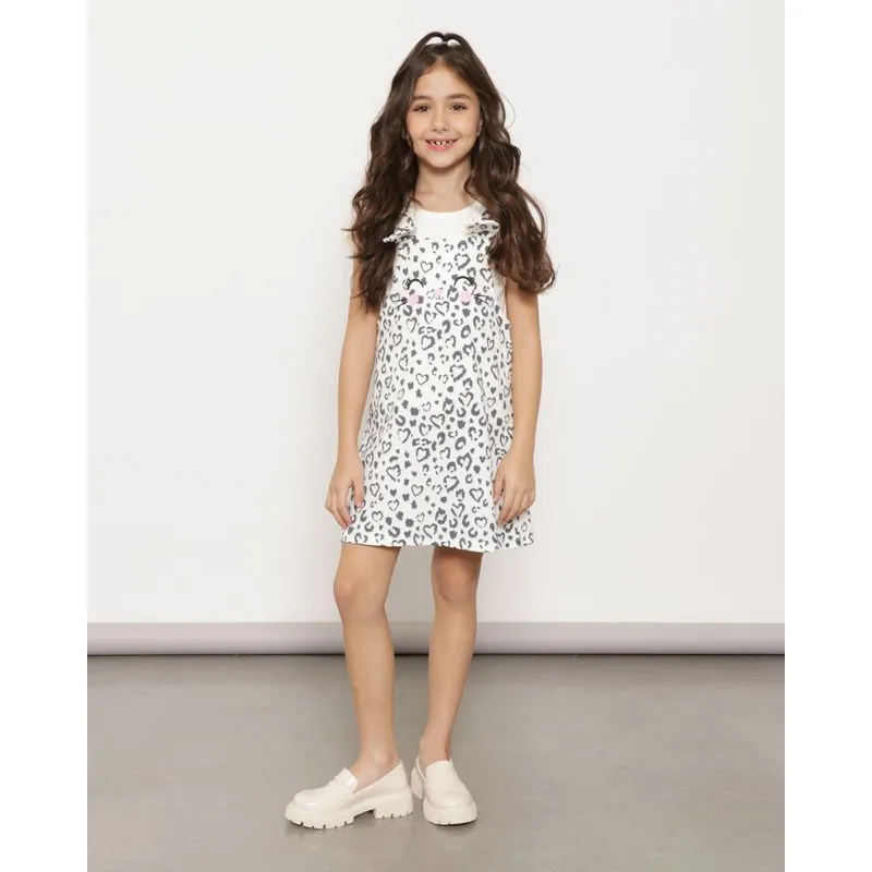 Conjunto Infantil Salopete Moletinho Estampa Interativa Off White 6