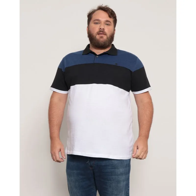 Polo Plus Size Masculina Recorte Branca G1
