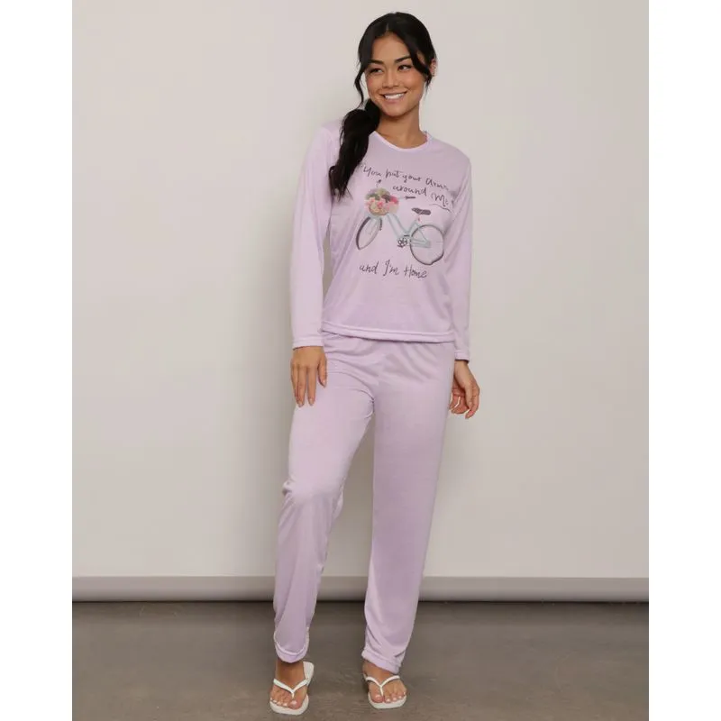 Pijama Feminino Longo Estampa Lilás G