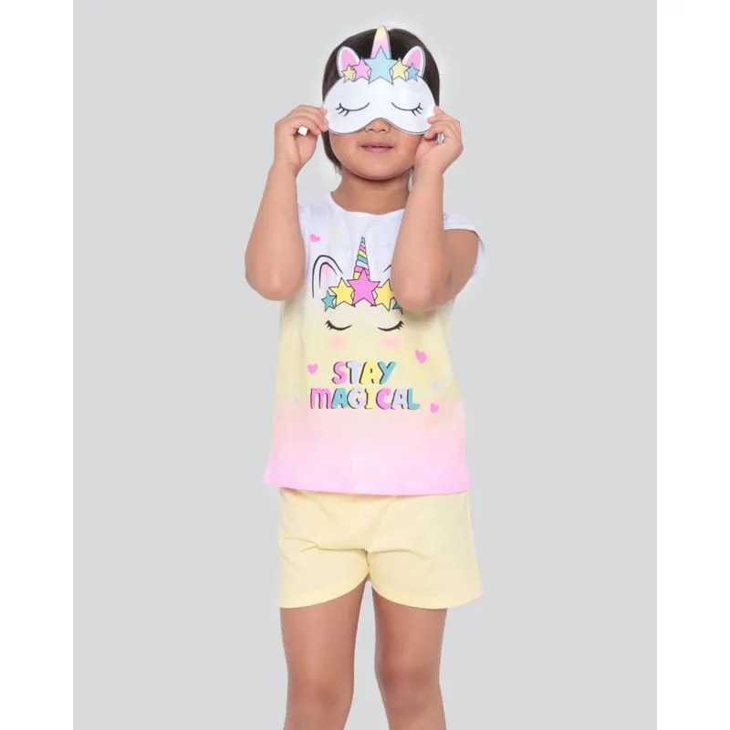 Pijama Infantil Estampa Unicórnio Com Brinde Degradê Branco 6