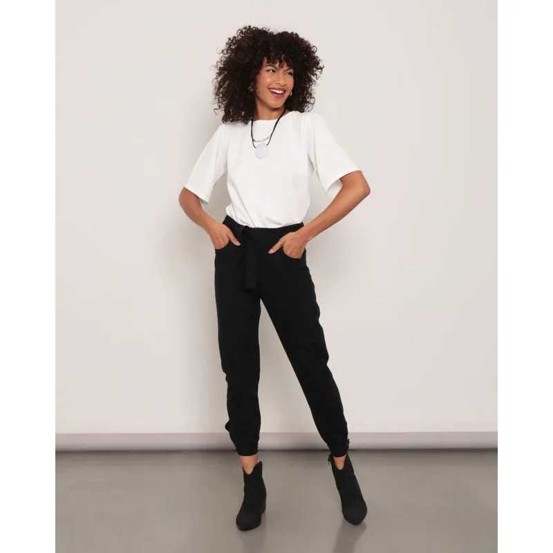 Calça Sarja Feminina Mom Com Faixa Preta 40