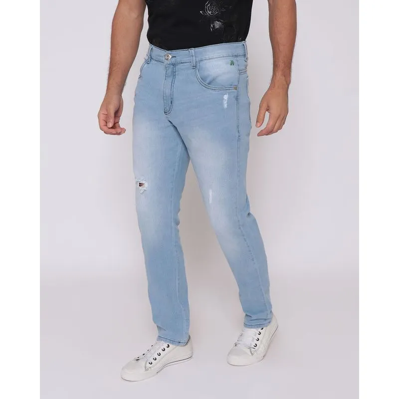 Calça Jeans Masculina Slim Destroyed Azul 46