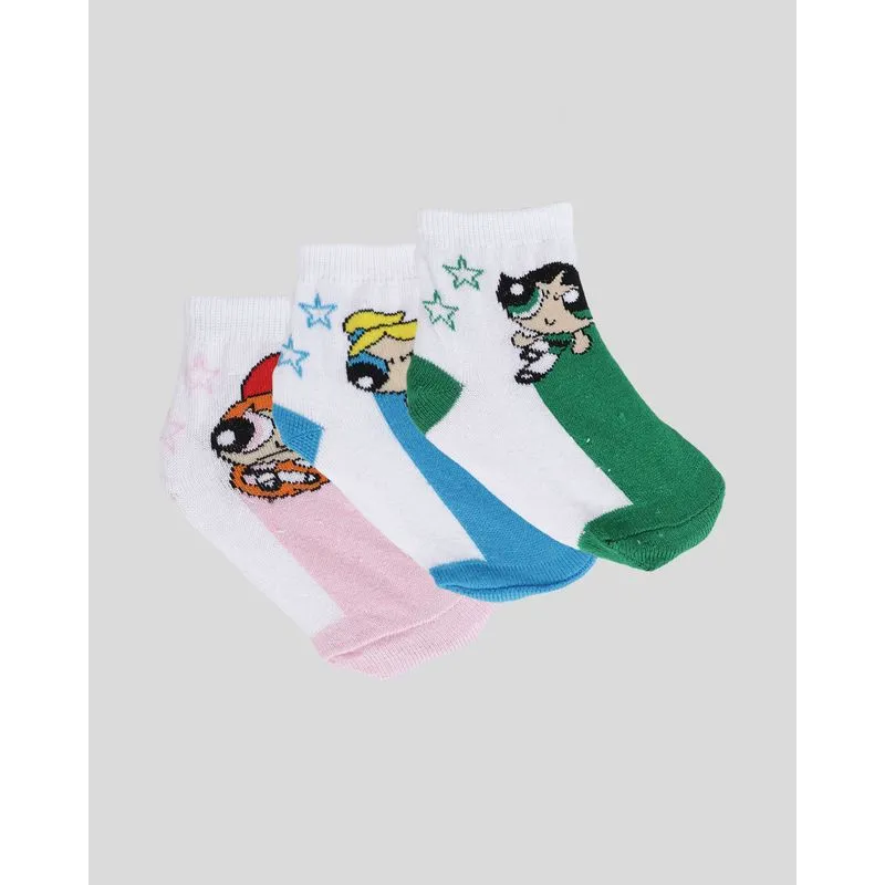 Kit Meia Infantil 3 Pares As Meninas Superpoderosas Azul Rosa Verde 23 A 26