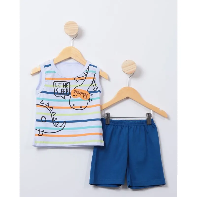 Pijama Bebê Regata Estampa Dinossauro Branco 2