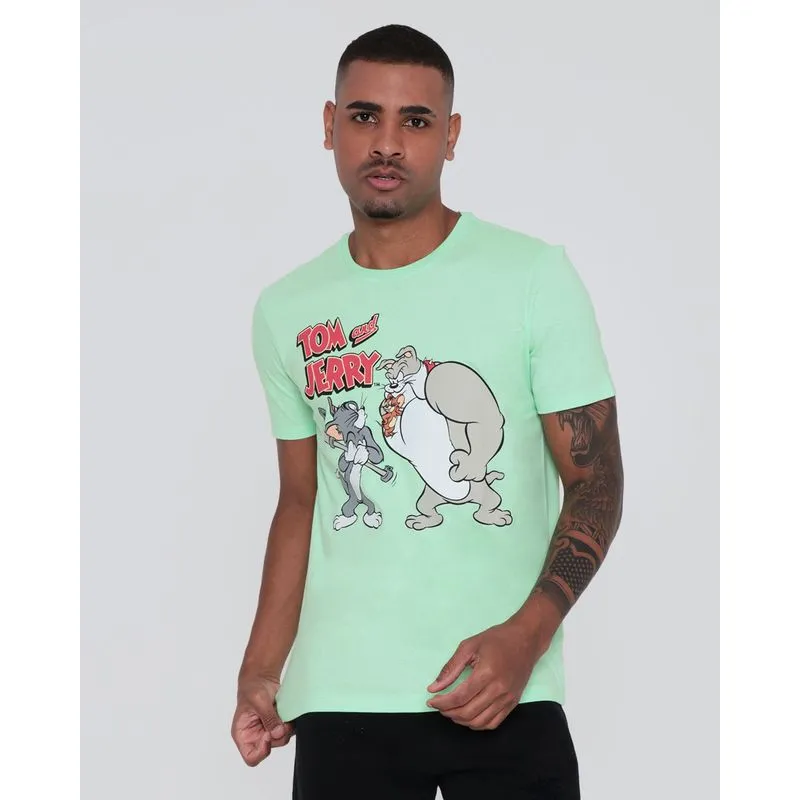 Camiseta Masculina Tom e Jerry Warner Verde GG
