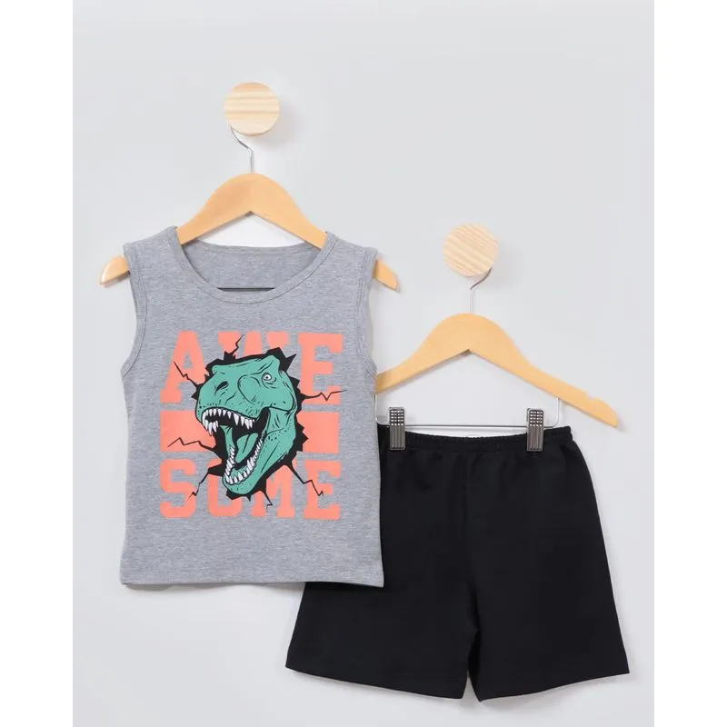 Conjunto Bebê Regata Moletinho Cinza 2