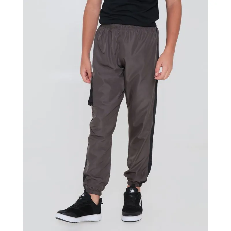 Calça Juvenil Jogger Bolso Cargo Telado Com Recortes Verde 14
