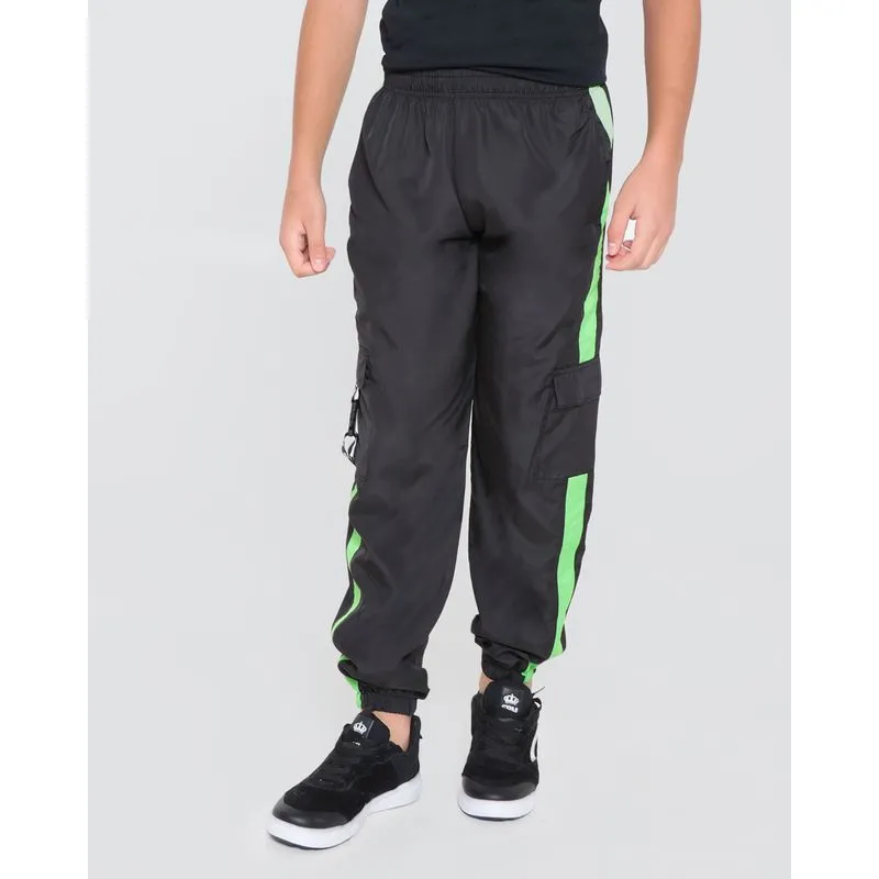 Calça Juvenil Jogger Bolso Cargo New York Preta 12
