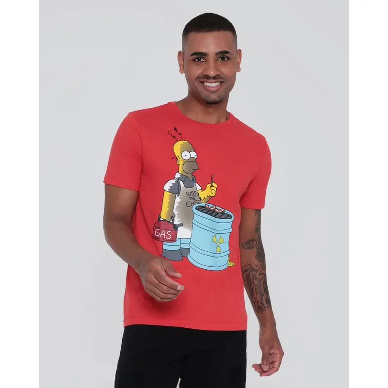 Camiseta Masculina Estampa Os Simpsons Vermelha M