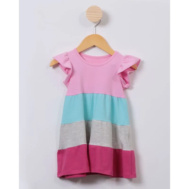 Vestido Bebê Três Maria Evasê Rosa 3