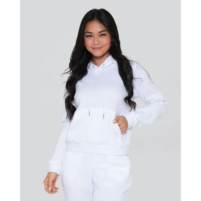 Blusão Moletom Feminino Com Capuz Branco M