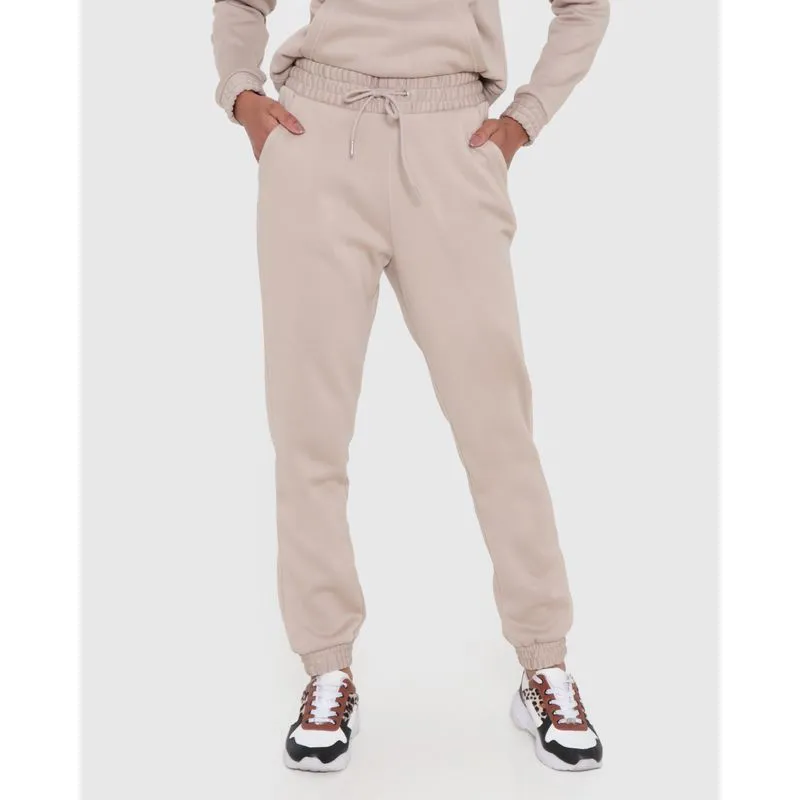 Calça Moletom Feminina Jogger com Cordão Bege M