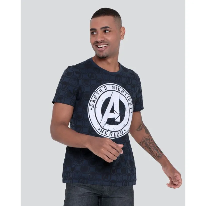 Camiseta Masculina Marvel Vingadores Marinho M