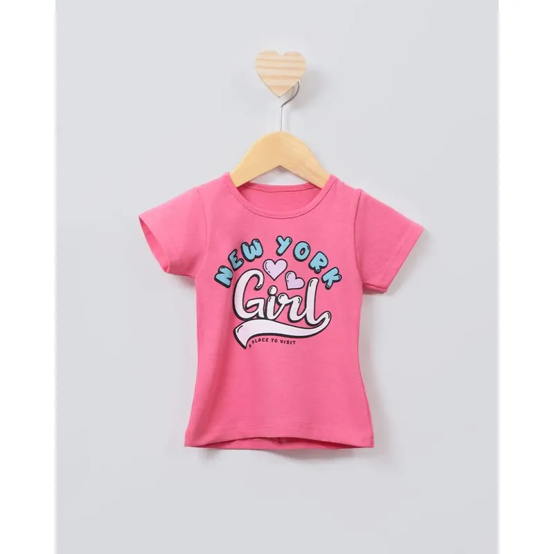 Blusa Bebê Manga Curta Estampa Girl Rosa 3