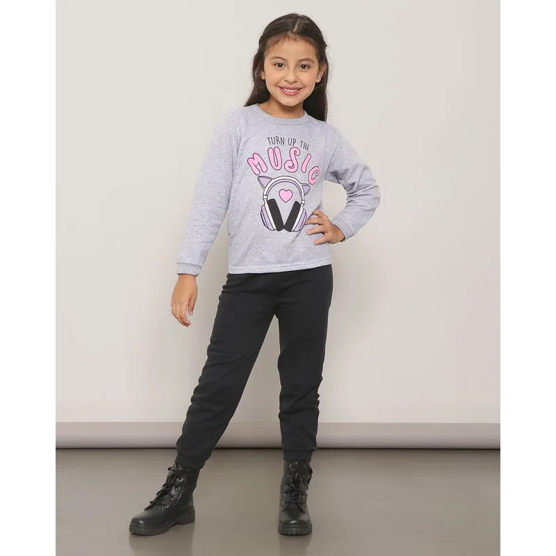 Conjunto Moletom Infantil Estampado Calça Jogger Cinza 6