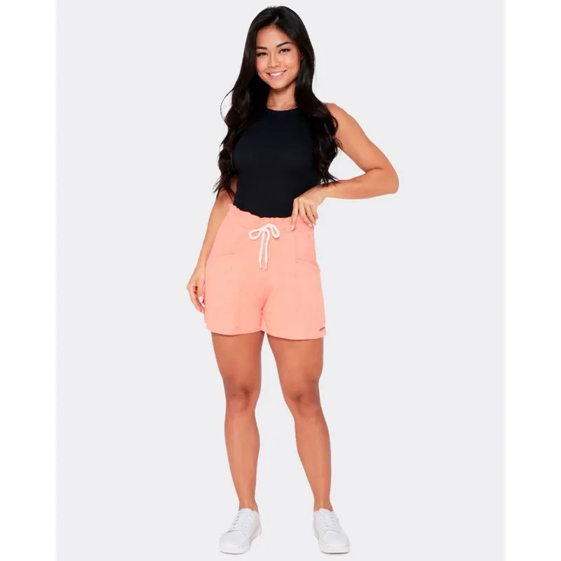Short Feminino Canelado Com Bolso Laranja GG