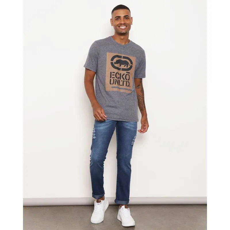 Calça Jeans Masculina Destroyed Slim Com Bolso Azul 42
