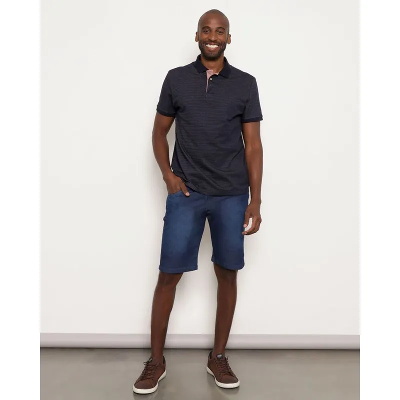 Bermuda Jeans Masculina Reta Com Bolso Azul 42