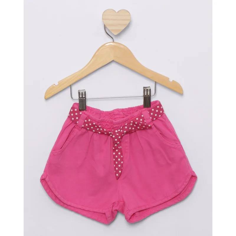 Short Bebê Sarja Boxer Cinto Rosa 3