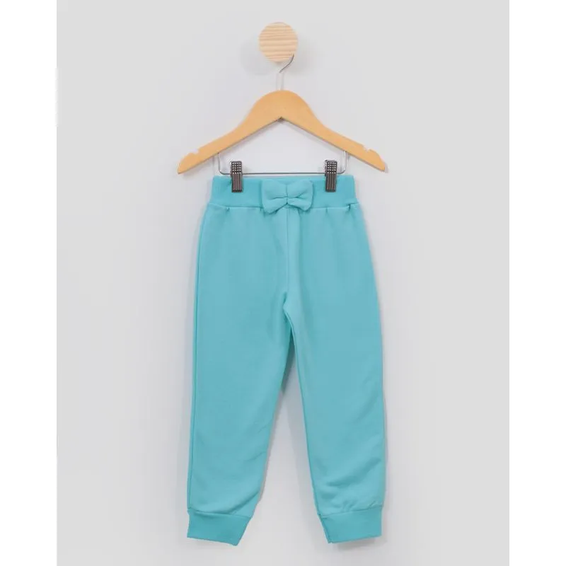 Calça Moletom Bebê Jogger Laço Azul 2
