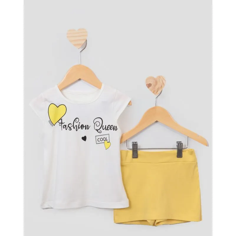 Conjunto Bebê Blusa Com Short Saia Amarela 3