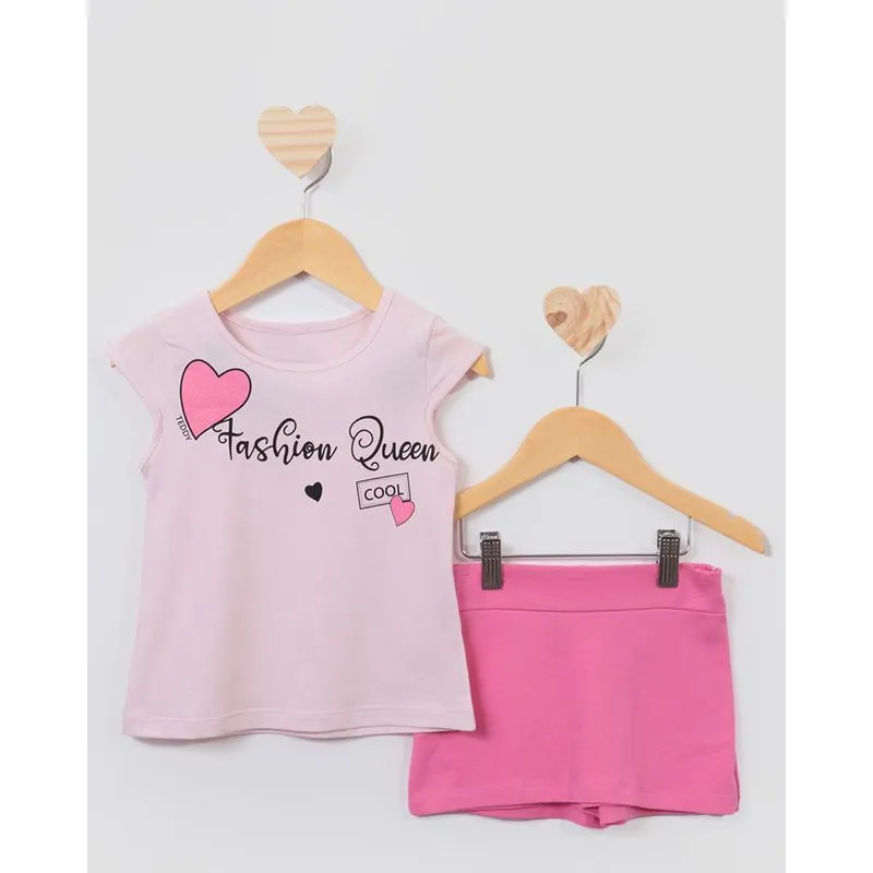 Conjunto Bebê Blusa Com Short Saia Rosa 1