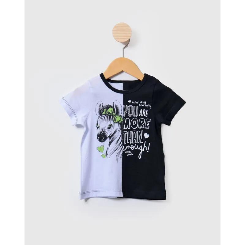 Blusa Bebê Estampa Zebra Bicolor Preto 2