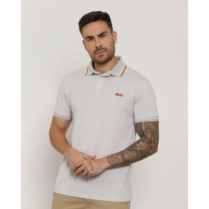 Polo Masculina Manga Curta Piquet Cinza M