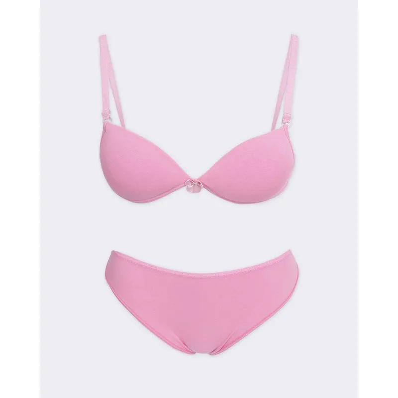 Conjunto Lingerie Juvenil Com Bojo Algodão Rosa 10