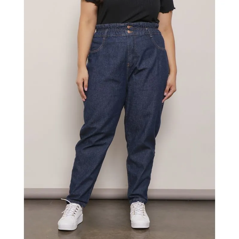 Calça Jeans Plus Size Feminina Clochard Azul Escuro 48