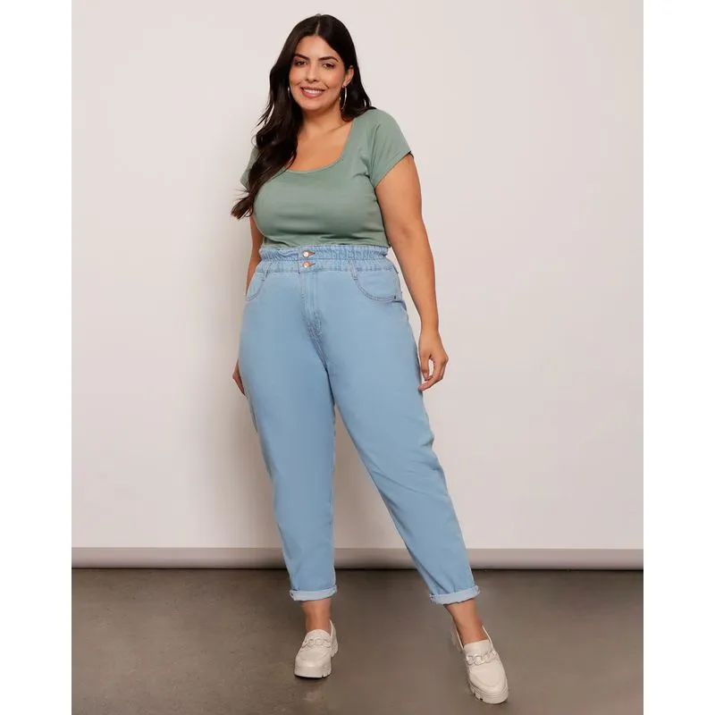 Calça Jeans Plus Size Feminina Clochard Azul 48