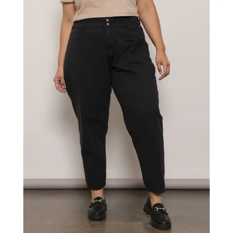 Calça Plus Size Feminina Sarja Clochard Preta 48