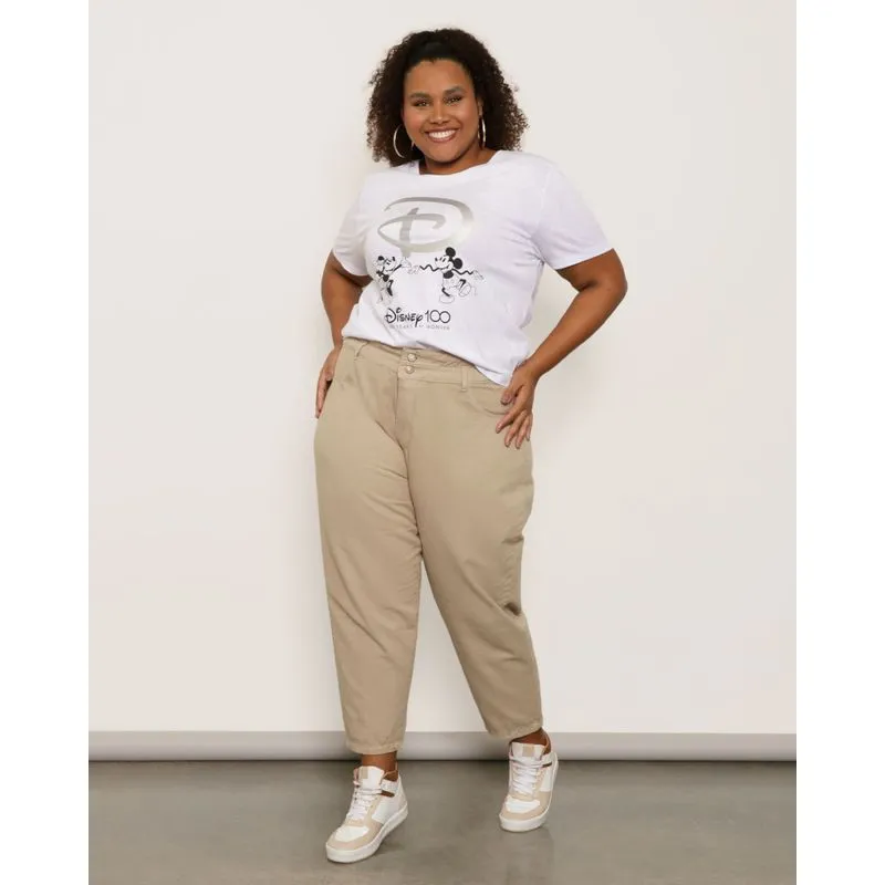 Calça Sarja Plus Size Feminina Clochard Bege 48