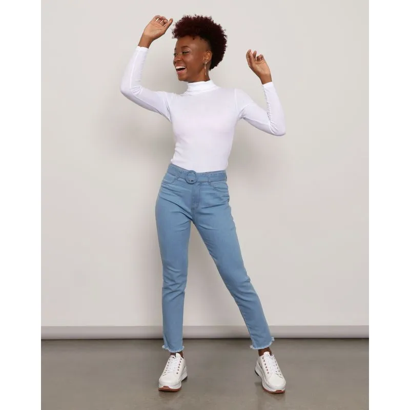 Calça Jeans Feminina Skinny Com Cinto azul 42