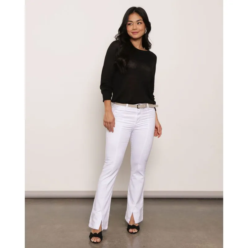 Calça Feminina Sarja Flare Com Cinto Branca 38