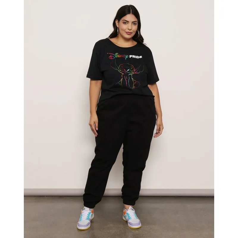 Calça Plus Size Feminina Jogger Sarja Preta 48