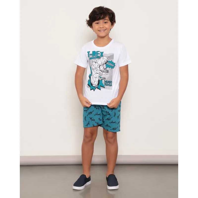 Conjunto Infantil Moletinho Estampa Dinossauro Branco 8