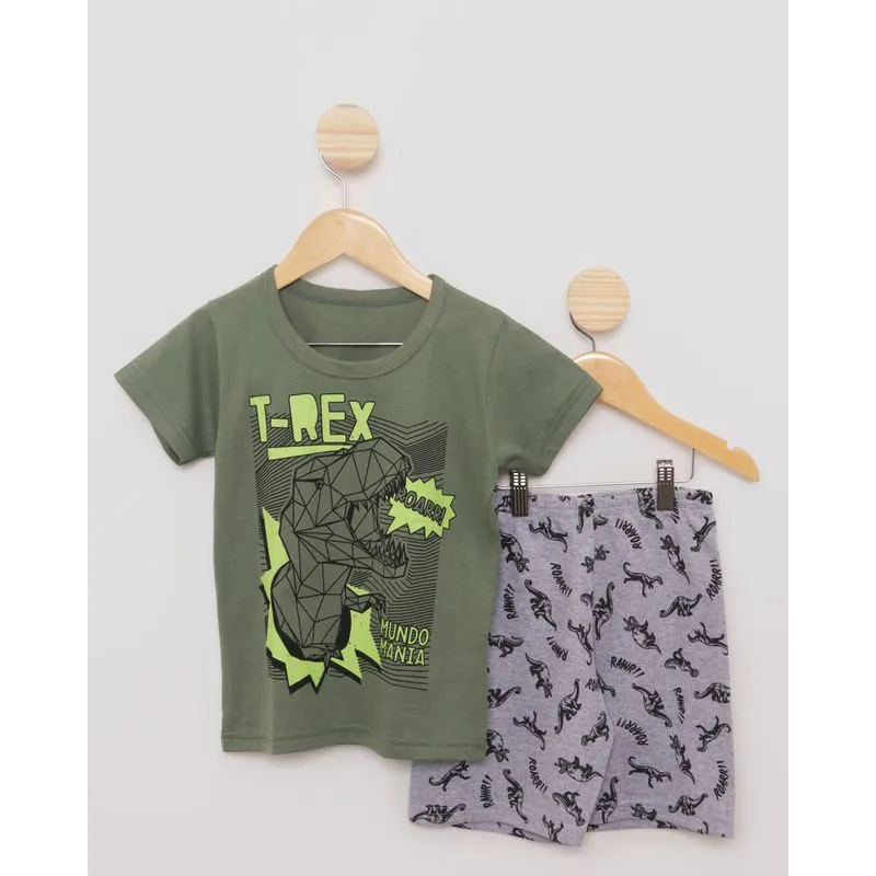 Conjunto Infantil Moletinho Estampa Dinossauro Verde 6