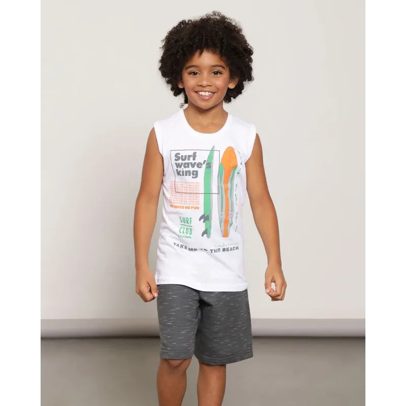 Conjunto Infantil Estampa Surf Branco 4
