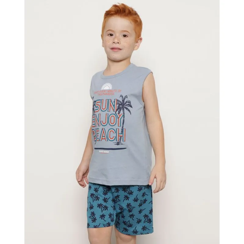 Conjunto Infantil Regata Estampa Tropical Cinza 8