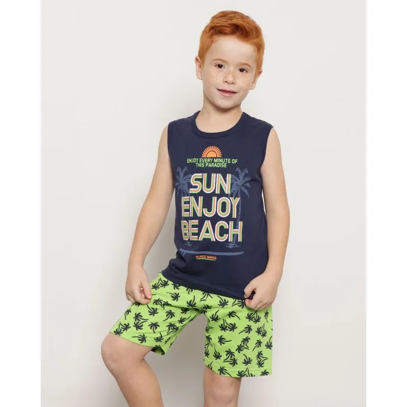 Conjunto Infantil Regata Estampa Tropical Marinho 6