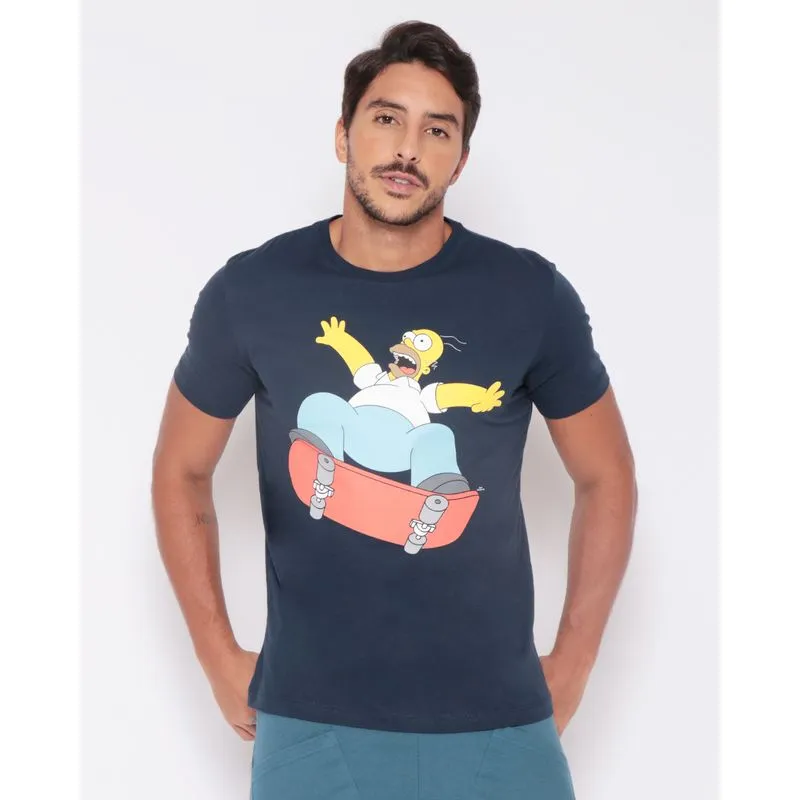 Camiseta Masculina Estampa Homer Os Simpsons Azul P
